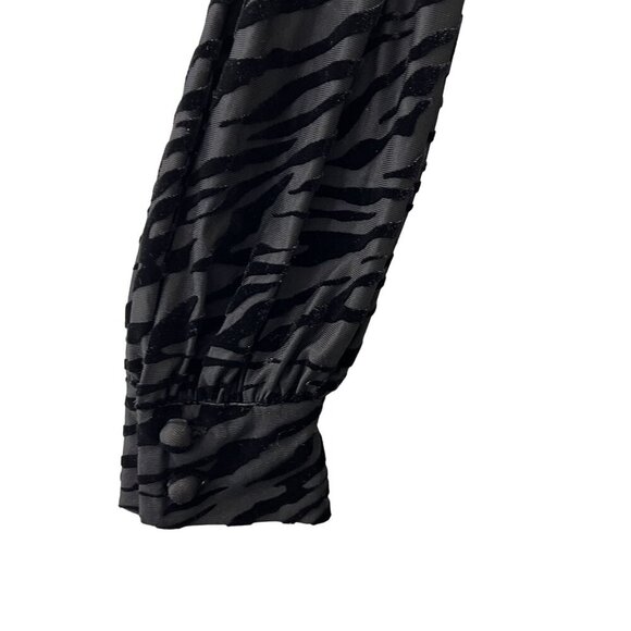 Calvin Klein Womens 4 Black Velvet Burn Out Zebra Print Long Sleeve Retro Dress - Picture 10 of 16